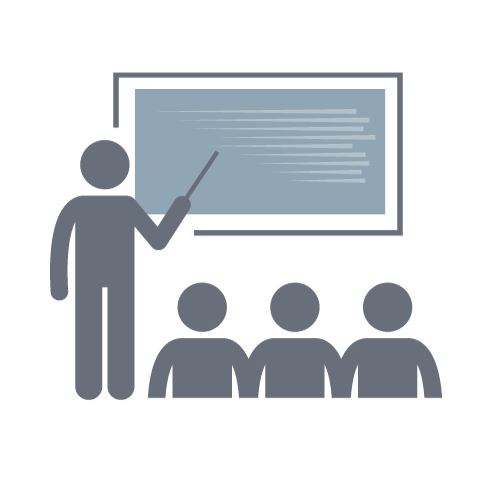 Professional Development icon with illustration of person teaching a class