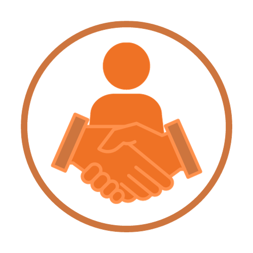 Onboarding icon with illustration of shaking hands