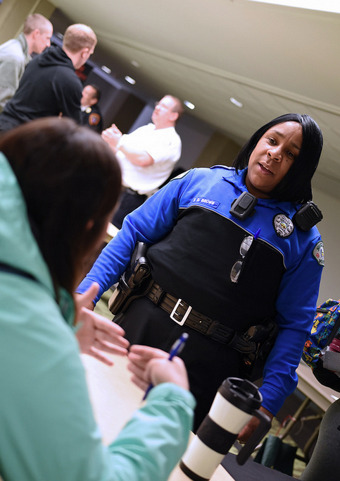 Officer Tracy Brown at the Coffee with a Cop event