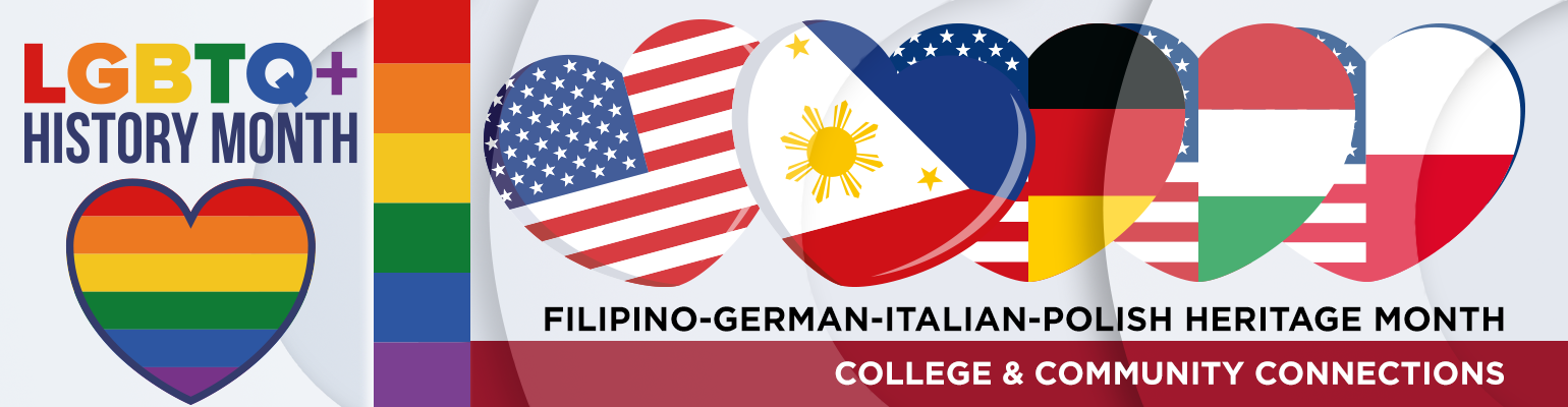 Filipino-German-Italian-Polish Heritage Month, LGBTQ History decorative banner