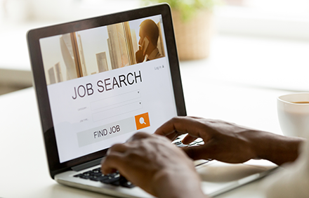 Person looking at an online job search 