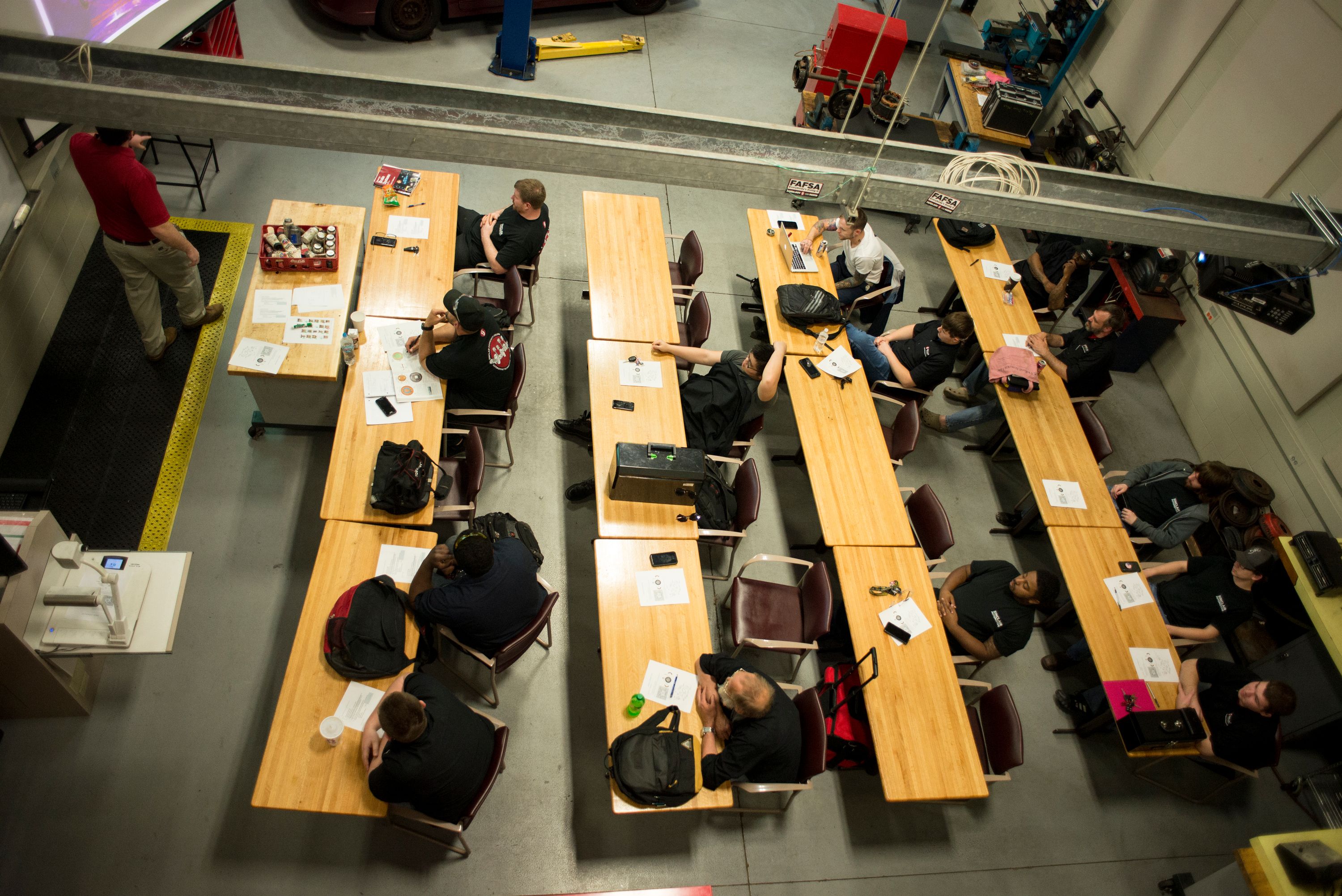 overhead image of learning classroom