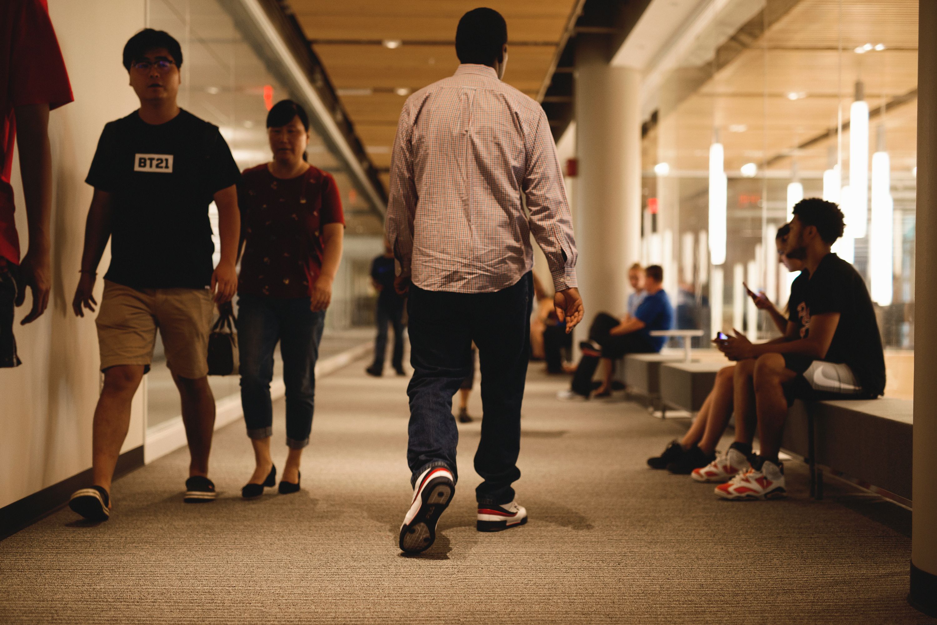 students walking in hall