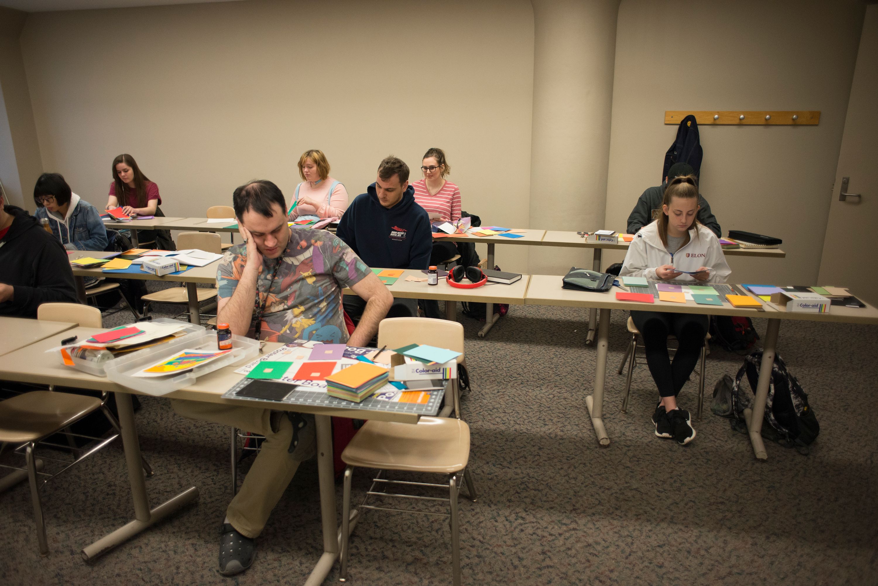 students working in a face to face classroom