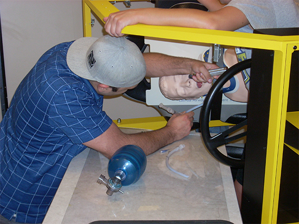 Student training during class 