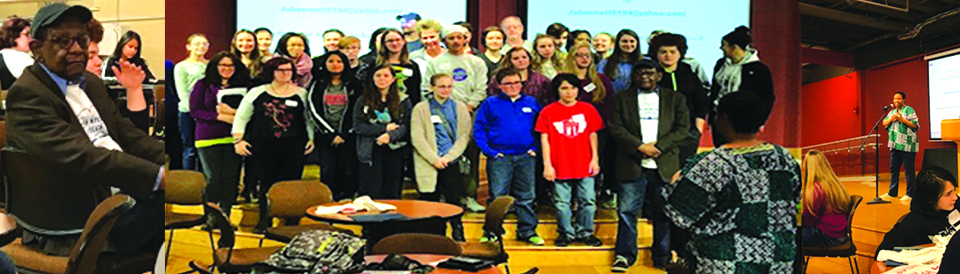 photograph of last years writers workshop at Sinclair's building 8 stage