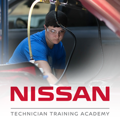 Student working on Nissan Car