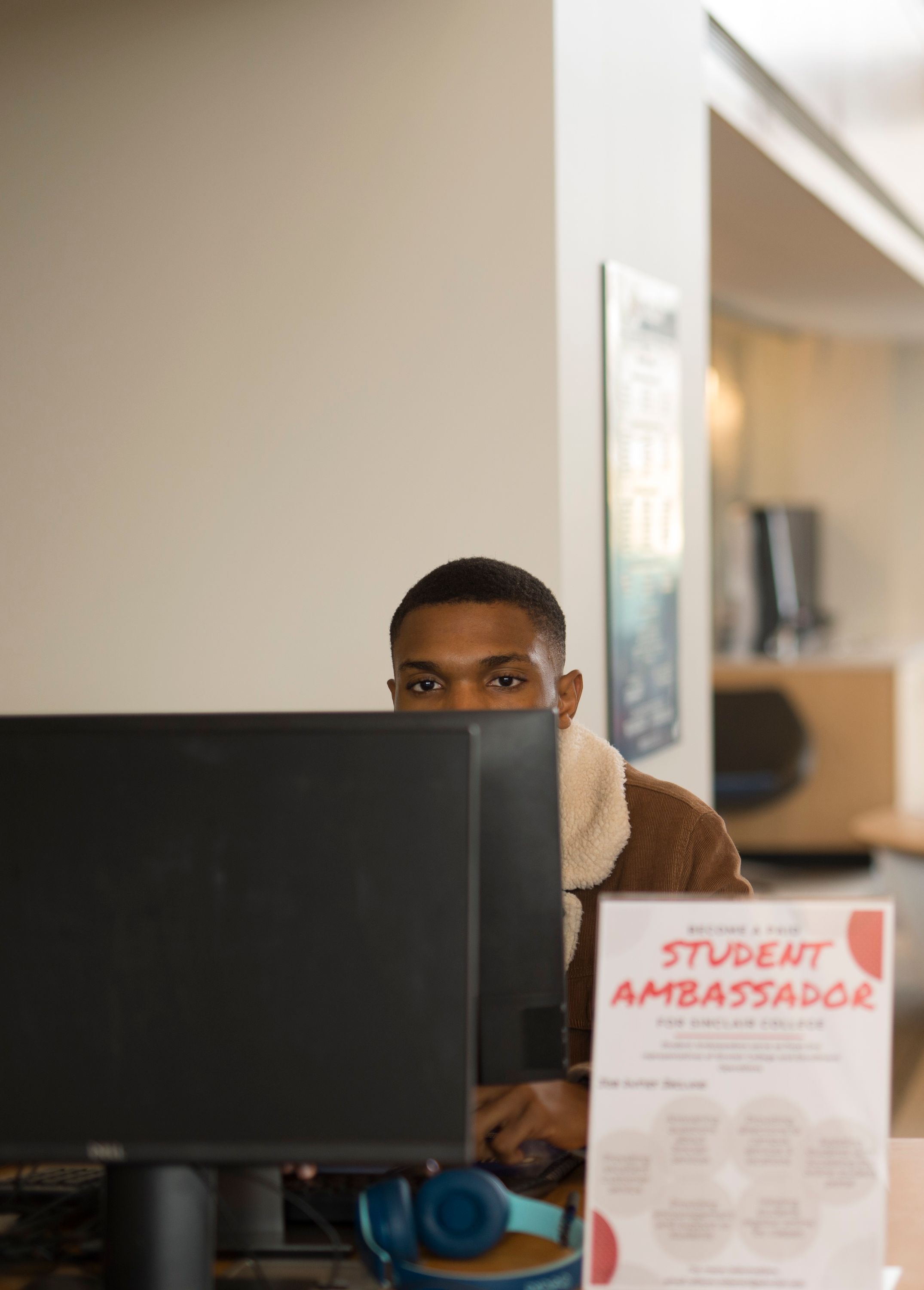 student working at computer 