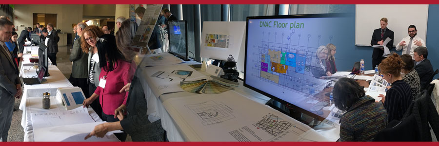 Photos of students presenting their capstone projects